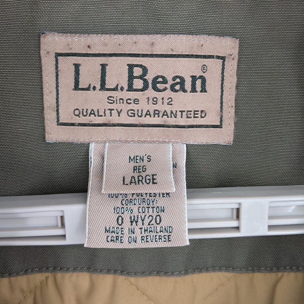 LL Bean Men's Olive Green Thinsulate Lined Farm Field Barn Chore L Coat Vintage - Picture 6 of 16